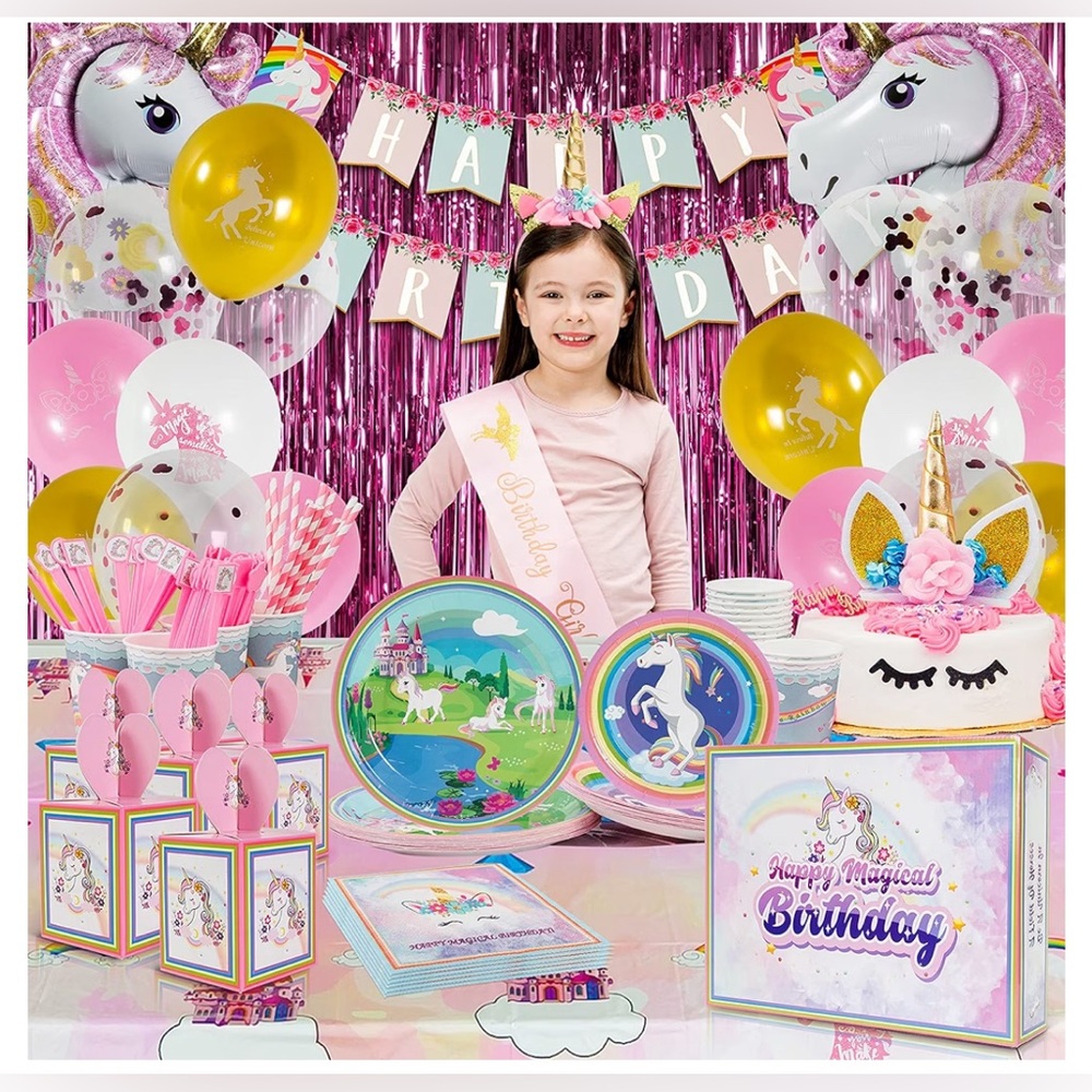 Unicorn Party in a Box- Decorations for a Party of 16